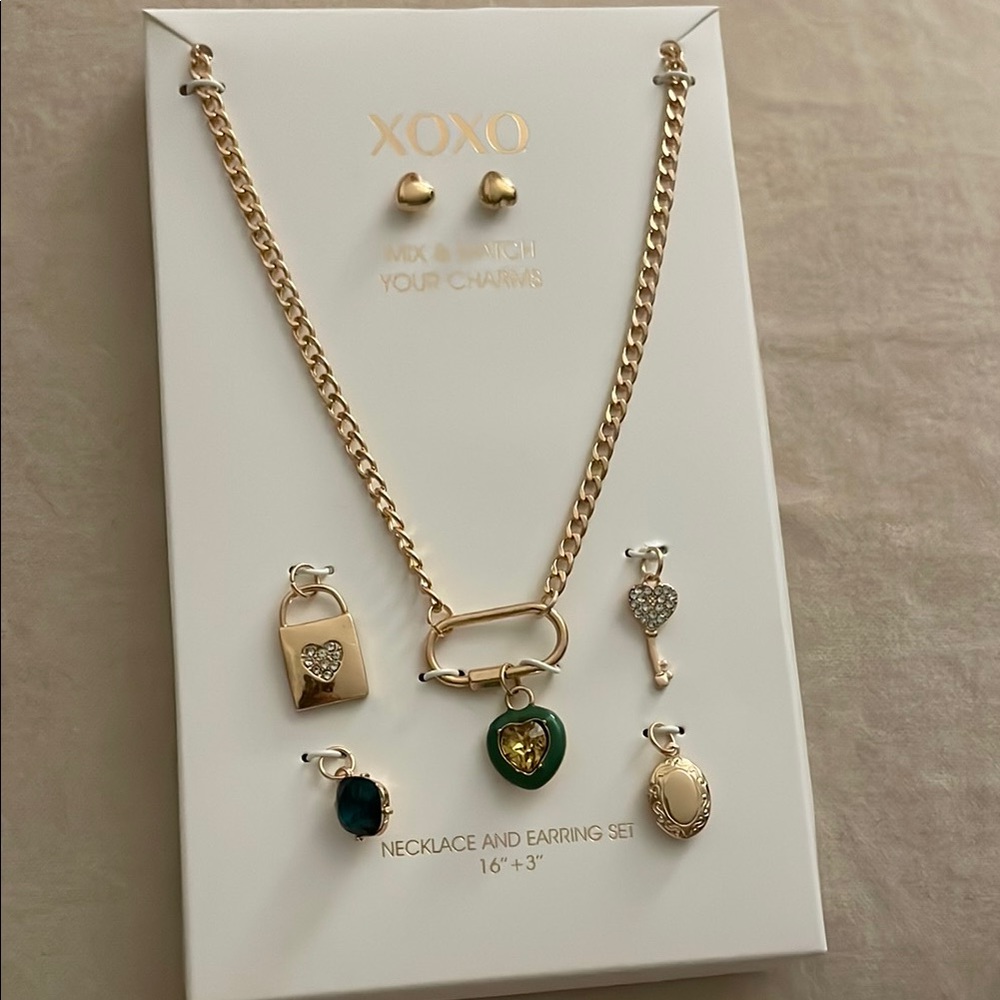 XOXO Gold Necklace with Interchangeable Charms
